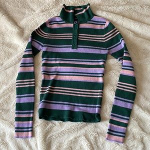 Multi Colored ,Long Sleeve ,Turtle Neck ,Button Up Shirt